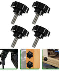 Four Pack Top Shelf M10X25MM Star Clamping Knobs With 38Mm Plastic Handles For Industrial Machinery and tooling applications, shown from above.