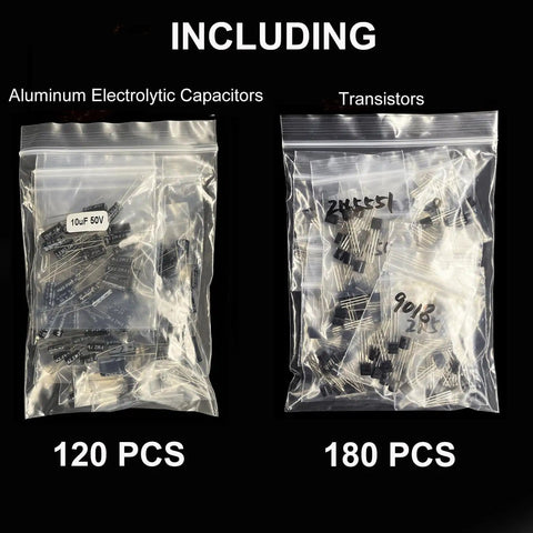 Massive 1400 Piece Electronics Component Kit With Six Types For DIY Projects For Makers Including Electrolytic Capacitors