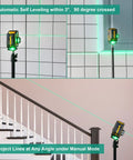 Floor Laser Level Self Leveling With 3x360 Green Beam Cross Lines for Boss Level Squaring on floors and walls