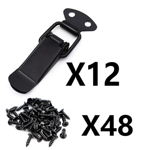 12 Pack Black Toggle Latches Stainless Steel Spring Lock Clasp Buckle Latch For Wooden Cases Toolboxes Cabinets Chests 75mm