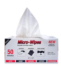 Box of Micro-Wipes reusable microfiber cloths in dispenser pack, 12x12 in, white, 50-pack