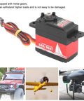 Premium Aluminum Alloy Servo Motor Built Tough Runs Smooth Whisper Low Noise Killer Pull Top Shelf Efficiency For Model Airplanes showing durable metal gear design.