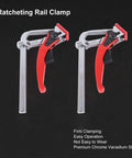 Heavy Duty Ratcheting Table Clamp With Aluminum Alloy Guide Rail And Chrome Vanadium Steel Pro Tool Killer Grip For Woodworking Projects And Cabinet Making 16Cm Opening Works Like A Champ with red handle and aluminum rail