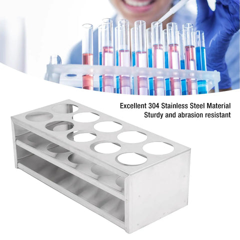 Stainless Steel Test Tube Holder Rack With Polished Finish Pro Grade Multifunctional Laboratory Tube Stand Compact And Lightweight 10 Holes