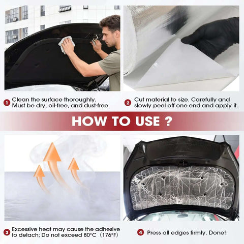 DIY installation of 78 Mil Thick Heat Shield Aluminum Foil Mat With Ceramic Fiber Barrier for engine bay protection tutorial.