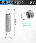 Premium Grade 304 Stainless Steel Extension Springs 10 Pack Featuring Dual End Hooks And Slim .02 Inch Wire Diameter dimensions.