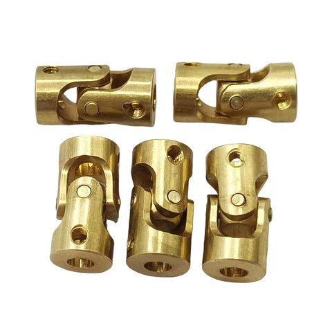 Five Pack 3mm To 3mm Brass Universal Joint Shaft Couplings With Screws And Wrench Hobbyist Grade Motor Shaft Coupler
