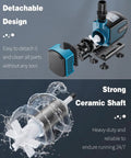 Dope 800 GPH Submersible Aquarium Pump with 45W motor, showing detachable design and strong ceramic shaft, for fish tanks and ponds