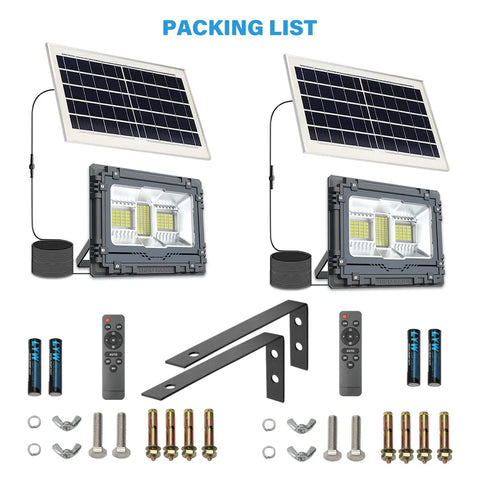 Beastly Bright Outdoor Solar Flood Light With Remote 600 Lumen 80 LED IP65 Aluminum Alloy Security Light packing list image