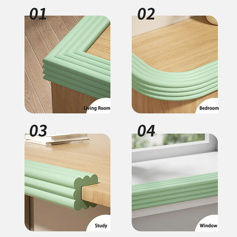 Soft NBR edge corner protector foam padding on furniture for kid-safe baby proofing to prevent injuries in busy homes.