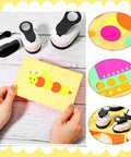 Hands using Six Piece Circle Punch Set With All The Right Sizes 0.3in 0.6in 1in 1.5in 2in 3in And Ten Color Sticker Papers for craft