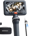 5 Inch IPS Screen Articulating Borescope Endoscope Camera With Light 210 Degree Two Way Articulation For Hard To Reach Corners And Hidden Issues In Engines Pipes And Ducts, 5-inch display, probe, case