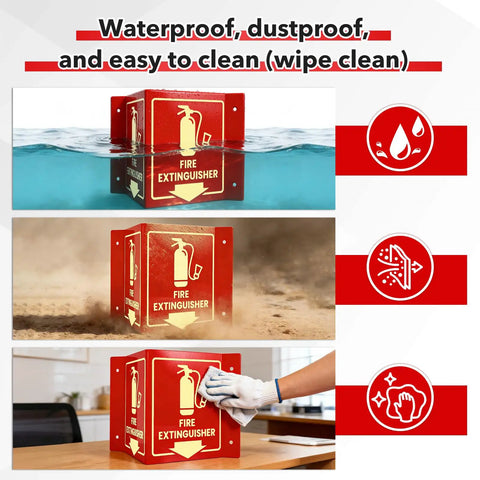 Rock Solid And Straight Up Safe Glow In The Dark Fire Extinguisher Signs 8 Pack Two Sided Wall Mounted Safety Markers With Dead Simple Screw Mounting Hardware For Homes Offices And Warehouses