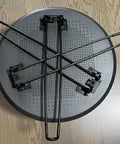 Built Different 16.5 Inch Folding Hairpin Table Legs Set Of 3 Solid Steel Frame Sleek Black Finish underside view with cross braces