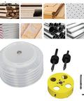 Grab This Awesome 4 Inch Wood Hole Saw Set That Cuts Smooth Through Plasterboard And Plastic Without Mess. Durable Metal Kit Comes With Dust Bowl Shaft For Pro Level Handiwork And DIY Projects Anytime You Need a Clean Cut. 4 inch hole saw kit with dust bowl, arbor and wrench