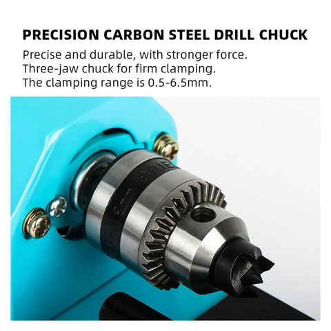 Precision carbon steel drill chuck of Powerful 150W Mini Lathe Machine For Buddhas And Beads DIY Rocking Stone Rotary Carving Tool.
