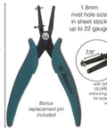 1.8mm Metal Hole Punch With Gauge Guard For Clean Indent-Free Holes - Perfect For 1.3mm Rivets And Cold Connections, green grips