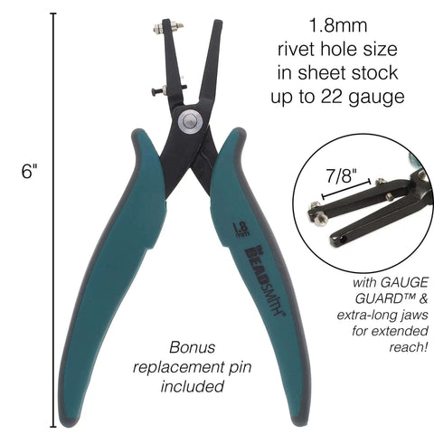 1.8mm Metal Hole Punch With Gauge Guard For Clean Indent-Free Holes - Perfect For 1.3mm Rivets And Cold Connections, green grips