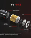 Exploded view of an oil filter with labeled components for 5 Pack Maintenance Filter Kit For Yanmar Tractors SA221 SA324 SA424 Replacement Filter Set