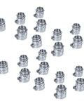 20-Pack of One-Inch Squeeze Conduit Connectors Crafted from Die Cast Zinc Alloy with Heavy-Duty Reversible Locking Nuts stacked together.