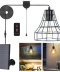Solar Powered Pendant Lights For Indoor And Outdoor Use With Remote And Pull Cord Waterproof Metal Shed Light, product display
