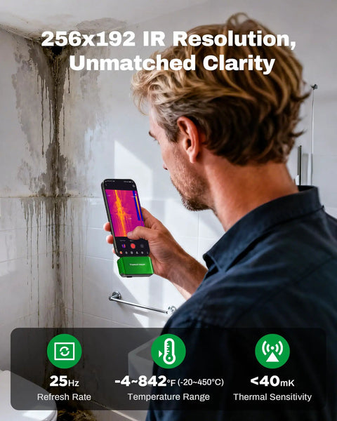 Man using 3D Thermal Imaging Camera For Android And PC With Precise Readings, Pro-Grade 512x384 Thermal Sensor And 256x192 IR Resolution