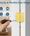 Installing Three Pack Four Inch Exterior Door Hinges Brushed Gold With Five Eighths Inch Radius Corners Removable Pin Heavy Duty