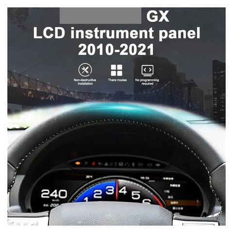 12.3 Inch LCD Dash Instrument Cluster For Lexus GX 2010 2021 Drop In Digital Speedometer Display With Built In Circuit Module For Smooth Idle Steady Acceleration And Sharp Readouts, installed behind steering wheel