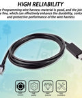 Six Foot Usb Programming Cable Icon Ev Golf Cart Wiring Harness Plug And Play Diagnostic Adapter, flexible black wire, 6ft length for diagnostics.