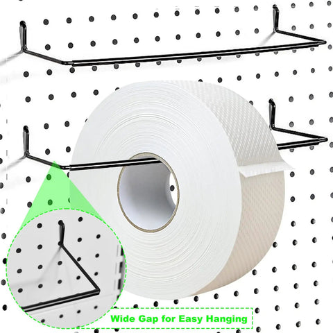 4 Pack Pegboard Towel Holders Hooks For Paper Towels And Kitchen Towels Great Pegboard Organizer For Workshop Garage And Kitchen Fits One Eighth Three Sixteenths And One Quarter Inch Metal Pegboards Shop Ready And Sturdy. Mounted horizontally on metal pegboard with paper towel roll.
