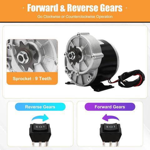 Turn Your Ride Into An Electric Powerhouse With This 24V 250W Dual Wheel Cart Conversion Kit showing motor and gear switches