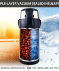 Beast Of A 3 Liter Stainless Steel Coffee Carafe Airpot With Triple Wall Vacuum Insulation, coffee beans and ice illustration