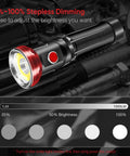 Two Pack Rechargeable LED Flashlight Set With 1000 Lumen Power And 1000 Feet Beam featuring stepless dimming display