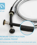 Heavy Duty 48 Inch Stainless Steel Shower Hose For Bidet Sprayer showing braided nylon inner tube and chrome finish