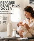Chill Out With This Portable Breast Milk Cooler 22 Oz Includes Two Leakproof Nursing Bottles No Ice Cooling Tech Keeps Fresh For 24 Hrs Travel And Work Ready Mom Essential, mom feeding baby on plane.