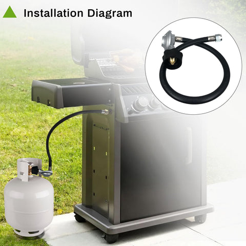 Installation diagram of 25In Hose And Regulator Kit For Genesis Spirit Summit Grills Replacement Includes 200 210 300 310 330 Silver And Gold Series For Gas Grill Parts Leak Proof Connection For Safe Leak Detection And Easy Gas Grill Setup