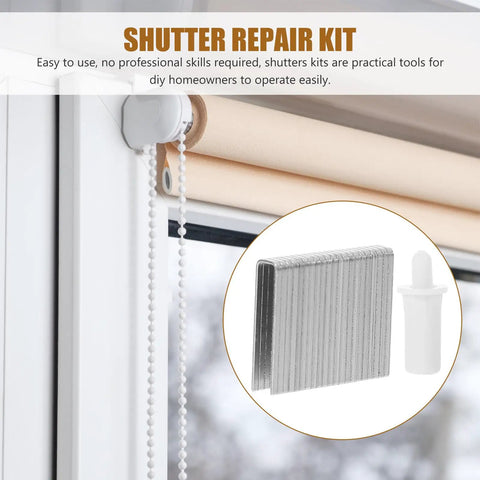Hella Durable White Stainless Steel Shutter Pins Paired With A Dead Simple Louver Repair Kit showing parts for DIY home repairs.