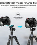 X T5 L Shape Grip With Built In Arca Quick Release Plate For Fujifilm X T5 Camera shown on tripod with Arca-Swiss compatibility