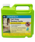 Heavy Duty Pool Deck Stone Sealer Salt Water Safe Top Shelf Anti Bloom Guard For Concrete Pavers And Patios Built Tough Chlorine Proof Professional Exterior Protectant One Gallon container.