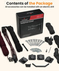 Garage Ceiling Storage Lift System components including ropes, pulleys, screws, and mounting brackets for installation.