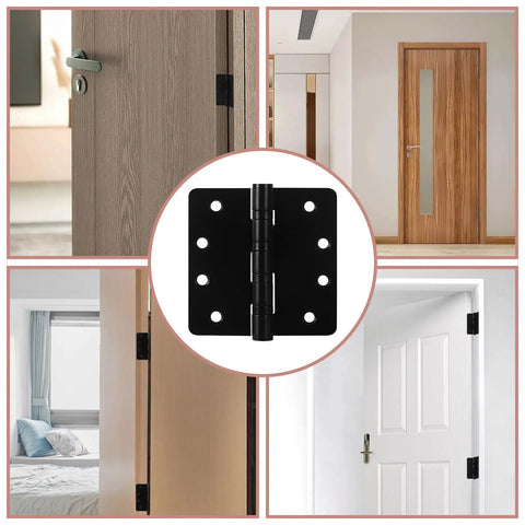 6 Pack Heavy Duty 4 Inch Ball Bearing Door Hinges Stainless Steel Matte Black Built To Last For Left And Right Hand Doors With One Quarter Radius Corners Includes 48 Screws on interior doors