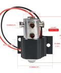 Universal Front Brake Line Lock Kit With Electric Solenoid Launch Control For Drag Racing And Hill Hold 12V 24V Compatible Handles Up To 1000 PSI Red Finish Easy Installation And Reliable Performance showing solenoid dimensions.