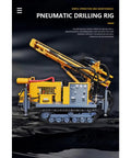 Side view of a yellow pneumatic drilling rig with hydraulic system designed for deep geothermal well drilling and HVAC projects.