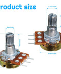 Roller Linear Potentiometer Kit With 120 Pcs Including WH148 B5K 10K 20K 50K 100K Ohm Variants And Five Knob Repair Kits product size.
