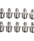 Top 10 Piece Stainless Steel Grease Fitting Kit With Straight Design 201 Metal 18-28 Thread Rust Proof Oil Nipples For Car Machinery And Hardened Bearings Maintenance Work, 10pc set