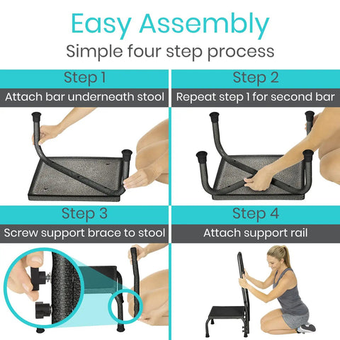 Step Up Stool With Handy Grip For Seniors And Adults Heavy Duty Bariatric Metal Bedside Bath Stool Up To 300 Pounds assembly guide