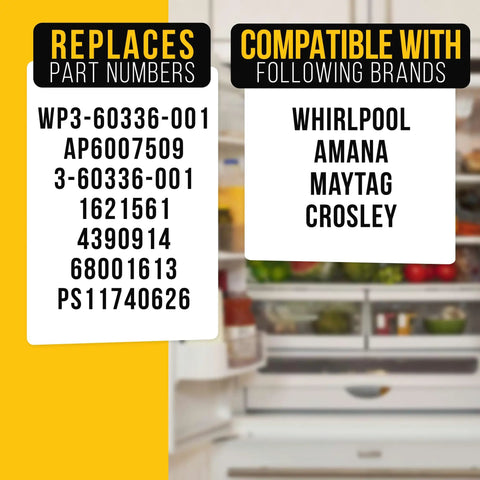 Replaces part numbers for Evaporator Fan Motor Replacement For Whirlpool Maytag Amana Crosley Refrigerator Fridge Drop In Easy