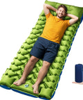 Ultralight Inflatable Camping Pad With Pillow And Built In Foot Pump, 4 Inch Thick Comfort, showing ease of use with compact storage bag