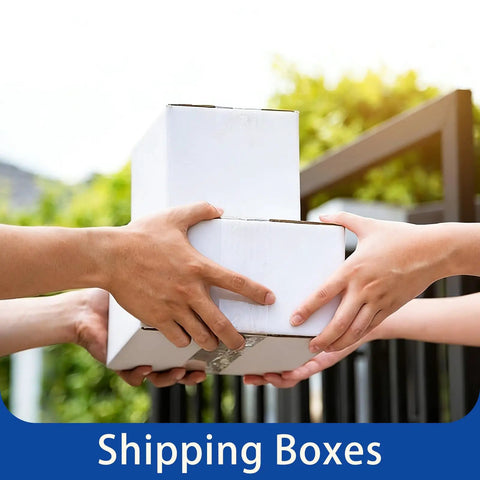 Hands exchanging 4x4x4 Inch Small Shipping Boxes 100 Pack White Corrugated Cardboard Boxes With Eco Friendly 3 Layer Construction