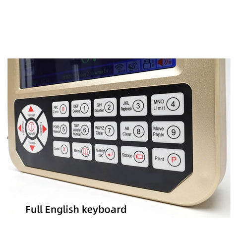 Digital Load Cell Weight Indicator With LCD Display Controller For Heavy Duty Batching And Floor Scales Delivering Zero Drama Calibration Straight Up Precision And Smooth Tracking full English keyboard close-up with buttons and LCD screen